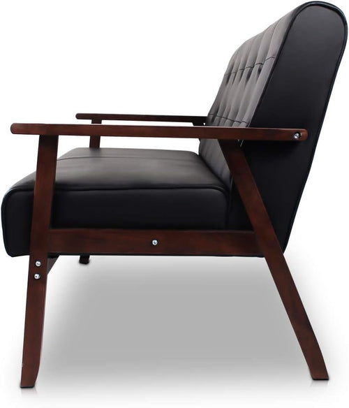 Sofa Dwuosobowa Mid-Century Modern Tapicerowana Ekoskórą