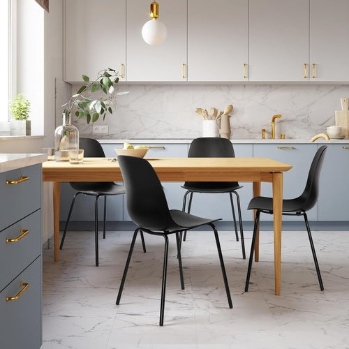 Zestaw 4 Krzeseł do Jadalni z Nogami do Kuchni i Salonu (Matowa Czerń)