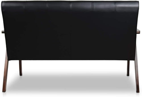 Sofa Dwuosobowa Mid-Century Modern Tapicerowana Ekoskórą