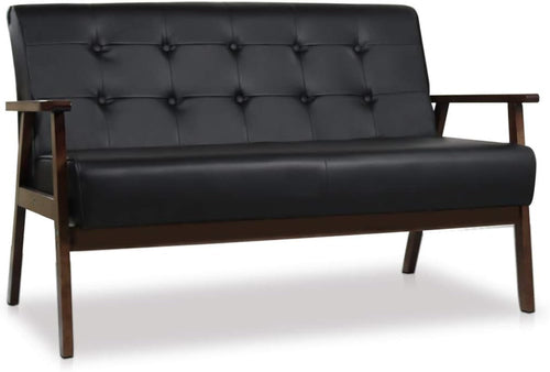 Sofa Dwuosobowa Mid-Century Modern Tapicerowana Ekoskórą